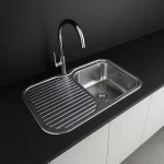 Lavadero Fashion c/1 poza sobrepuesto con rebose 85×50×19 cm en acero inoxidable T-304 con escurridor