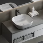 Lavatorio Hermes A42 Bowl Slim Cerámica Blanca 42.5x42.5x14.5 cm