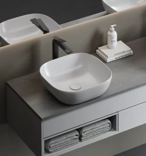 Lavatorio Hermes A42 Bowl Slim Cerámica Blanca 42.5x42.5x14.5 cm