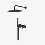 Eos Ducha Monocomando Negra Con Desviador+ Cabeza De Ducha Cuadrada 20cm + Brazo De Ducha 38cm Ferretti