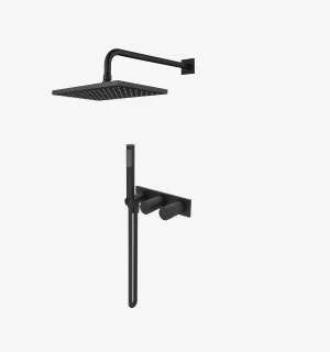 Eos Ducha Monocomando Negra Con Desviador+ Cabeza De Ducha Cuadrada 20cm + Brazo De Ducha 38cm Ferretti