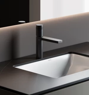 Grifería Eos Lavatorio Bajo Negro al Mueble