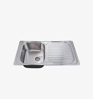 Lavadero Titan Helios de Acero Inoxidable con rebose y escurridor 92×48×17.5 cm