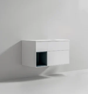 Mueble de Baño Ares Blanco Mate con Gris Oscuro con Tablero de Matt Ferretti Signature