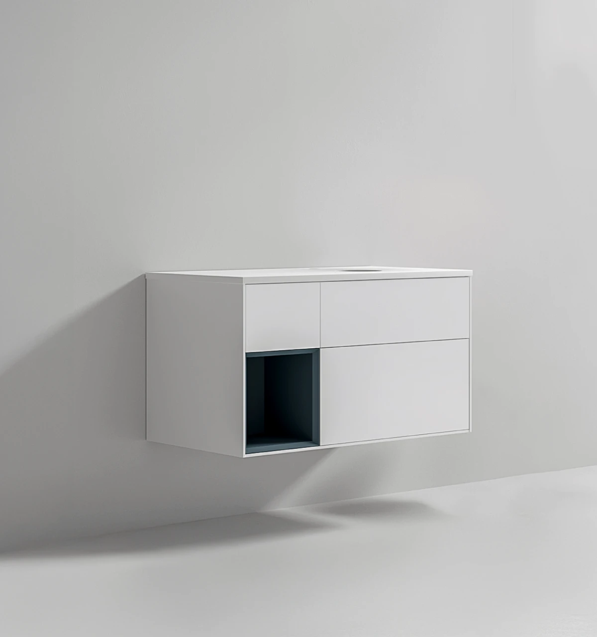 portada-mueble-FA12709 Mueble de Baño Ares Blanco Mate con Gris Oscuro con Tablero de Matt Ferretti Signature - Image 1
