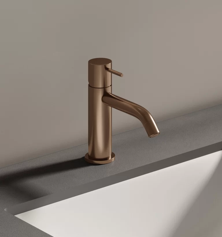 Grifería Holland Max Monocomando Lavatorio Bajo al Mueble Rose Gold Mate Ferretti Plus