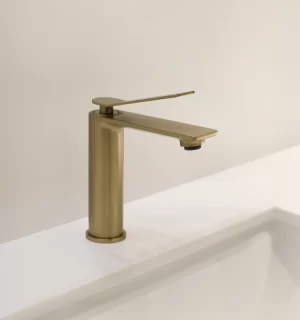 Grifería Atenea Lavatorio Bajo Dorado Mate Al Mueble Ferretti