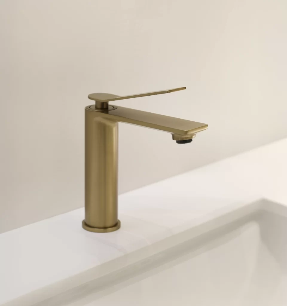 Grifería Atenea Lavatorio Bajo Dorado Mate Al Mueble Ferretti