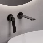 Grifería Atenea Lavatorio Monocomando Negro a la Pared Ferretti