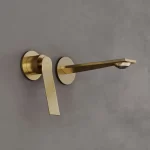 Grifería Atenea Lavatorio Monocomando Dorado Mate A La Pared Ferretti