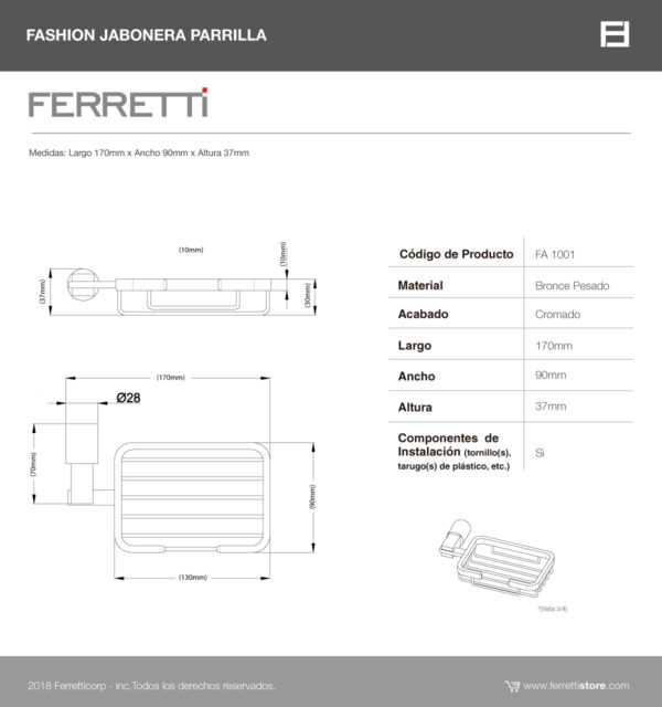 Jabonera Parrilla Fashion