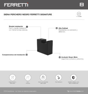 Siena perchero de baño negro ferretti