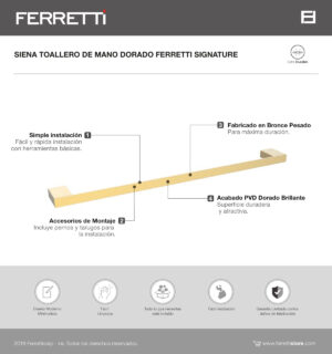 Siena toallero de 60 cm dorado ferretti