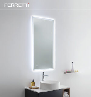 Espejo Qbix con luz led de color blanco con encendido touch