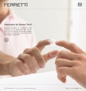 Espejo Qbix con luz led de color blanco con encendido touch