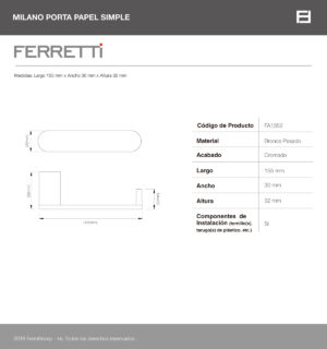 Porta Papel Simple Milano Plus
