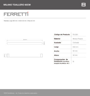 Toallero 60cm Milano Plus