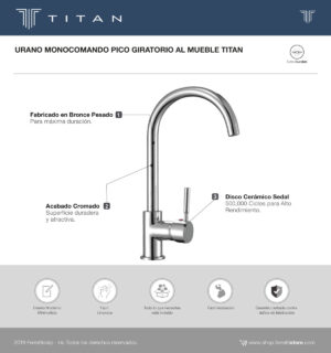 URANO MONOCOMANDO PICO GIRATORIO AL MUEBLE TITAN