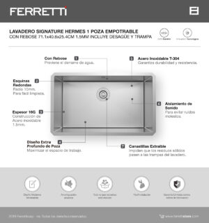 Hermes 1 poza Empotrable Signature con rebose de 71.1x40.6x25.4 cm