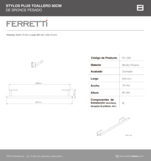 Toallero Stylos 60 cm Plus