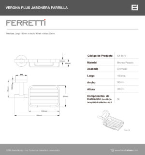 Jabonera Parrilla Verona Plus