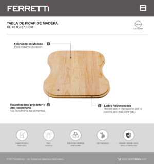 Tabla de Picar de Madera 42.9x37.3 cm