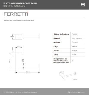 Porta Papel Flatt Signature sin Tapa - Modelo 2