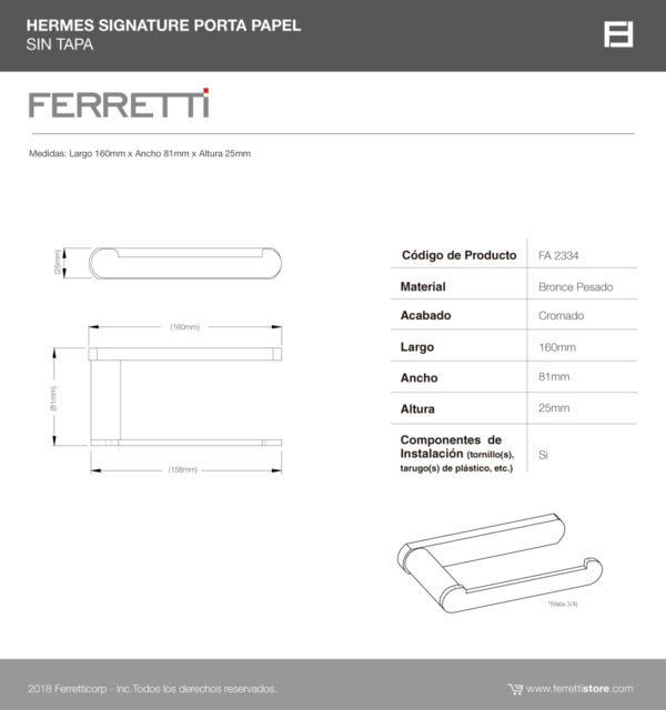 Porta Papel sin Tapa Hermes Signature