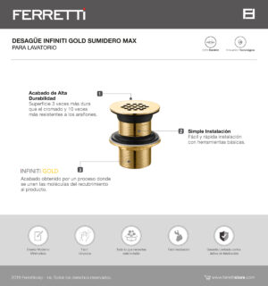 Desagüe Infiniti Gold Sumidero para Lavatorio