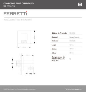 Conector Cuadrado de 1/2 a 1/2 Plus