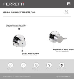 VERONA DUCHA DE 8" FERRETTI PLUS