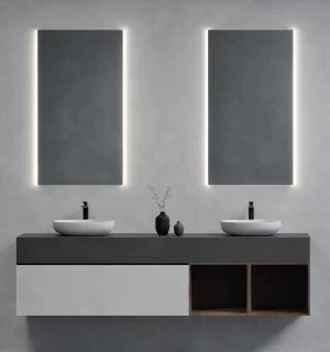 Espejo Apolo De 1100x600mm Sensor Reversible, Con Luz Led De 3 Colores Ajustable (Blanca-Neutra-Cálida) Y Pad Anti Fog Ferretti