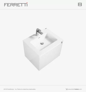 Mueble de baño Ferretti Qbix blanco de 594*476*450 con lavatorio blanco 600*480*150 Ficha de producto
