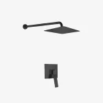 Vulcano ducha monocomando negra Ferretti + cbza cuad 25cm + brazo redondo Ferretti