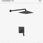 Atenea ducha monocomando negra + cbza cuad 25cm + brazo redondo Ferretti