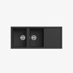 Lavadero Zeus 116.50 Negro Mate C/Reb 2P + 1Esc 116x50x20cm