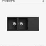 Lavadero Zeus 116.50 Negro Mate C/Reb 2P + 1Esc 116x50x20cm