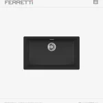 Lavadero Zeus negro mate empotrable con rebose, 1 poza rectangular de 75.6×45.6×20 cm, con canastilla extraíble y acabado moderno