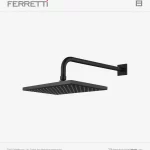 Ducha Española Cuadrada Negra Slim 250x250mm con brazo redondo 38cm