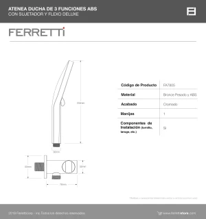 Ducha de Mano Atenea 3 Funciones ABS con Sujetador y Flexo Deluxe - Image 3