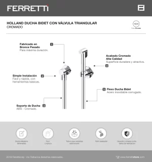 Holland Ducha Bidet Redonda con Válvula Triangular Ferretti - Image 2