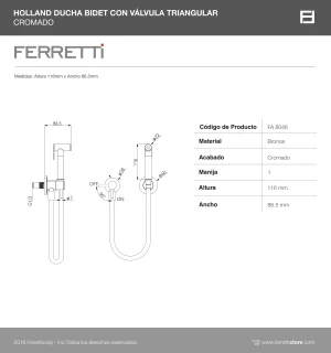Holland Ducha Bidet Redonda con Válvula Triangular Ferretti - Image 3