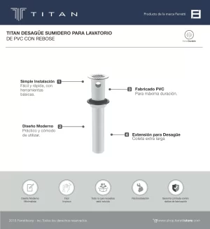 Desagüe Sumidero para Lavatorio de PVC con Rebose - Image 2