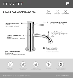 Grifería Holland Plus Lavatorio Agua Fría - Image 2