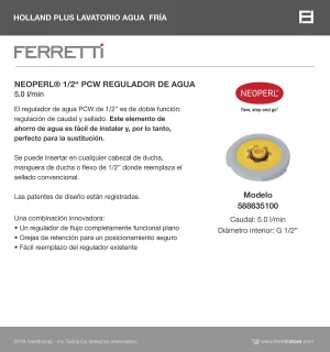 Grifería Holland Plus Lavatorio Agua Fría - Image 4