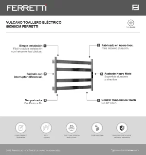 Toallero Eléctrico Vulcano 50x60 cm - Image 3
