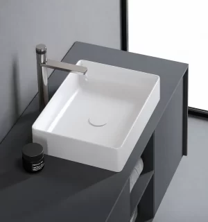 Lavatorio cerámico blanco Slim QBIX A50 Q2 Ferretti 50x34x11cm