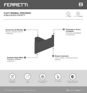 Perchero Doble Flatt Minimal Negro Ferretti - Image 2