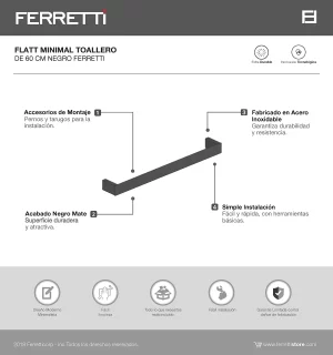 Toallero 60 cm Flatt Minimal Negro - Image 2