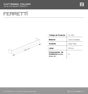 Toallero 60 cm Flatt Minimal Negro - Image 3